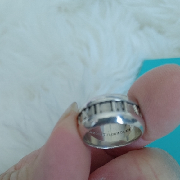 Authentic Tiffany & Co Sterling Silver Atlas Roman Numeral Wide Band Ring - Picture 7 of 13
